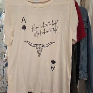 Cream Graphic T-Shirt with Bull Skull Design